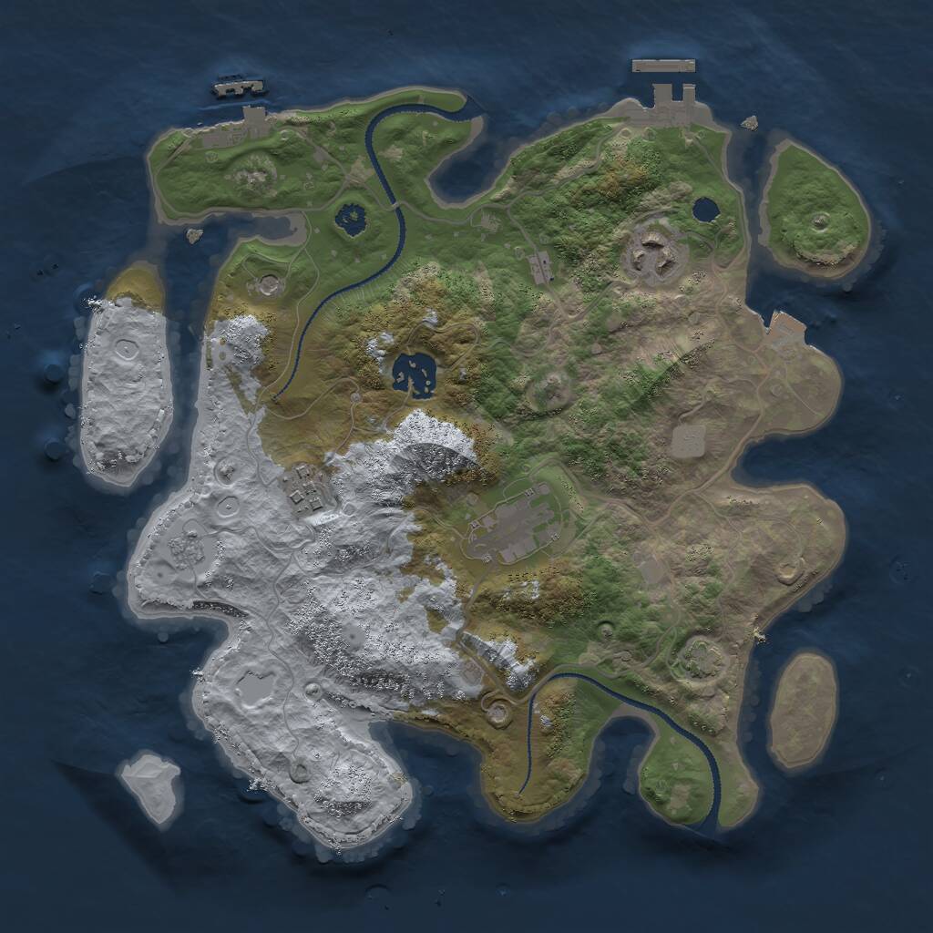 Rust Map: Procedural Map, Size: 3000, Seed: 438277317, 10 Monuments
