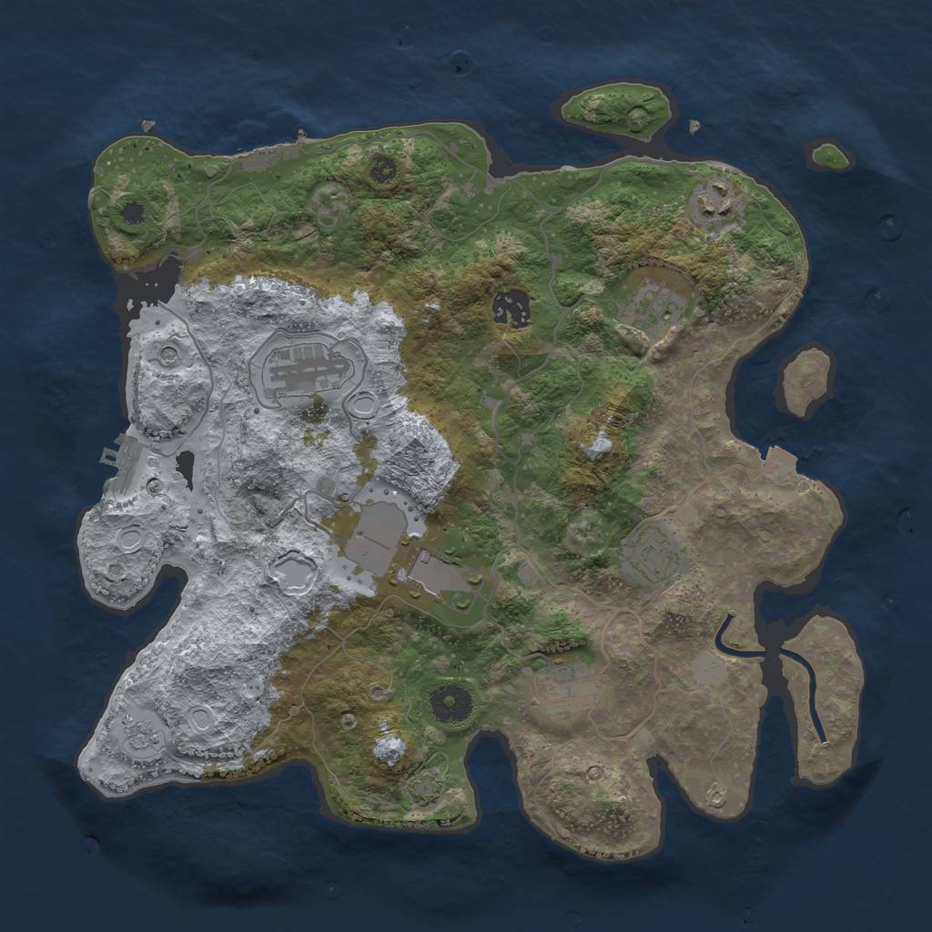 Rust Map: Procedural Map, Size: 3500, Seed: 73886179, 15 Monuments