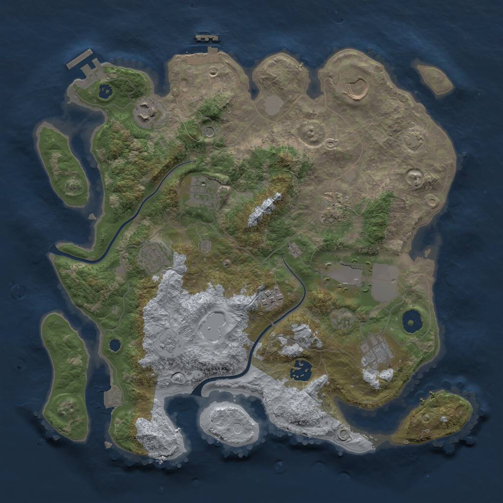 Rust Map: Procedural Map, Size: 3500, Seed: 1976660075, 15 Monuments