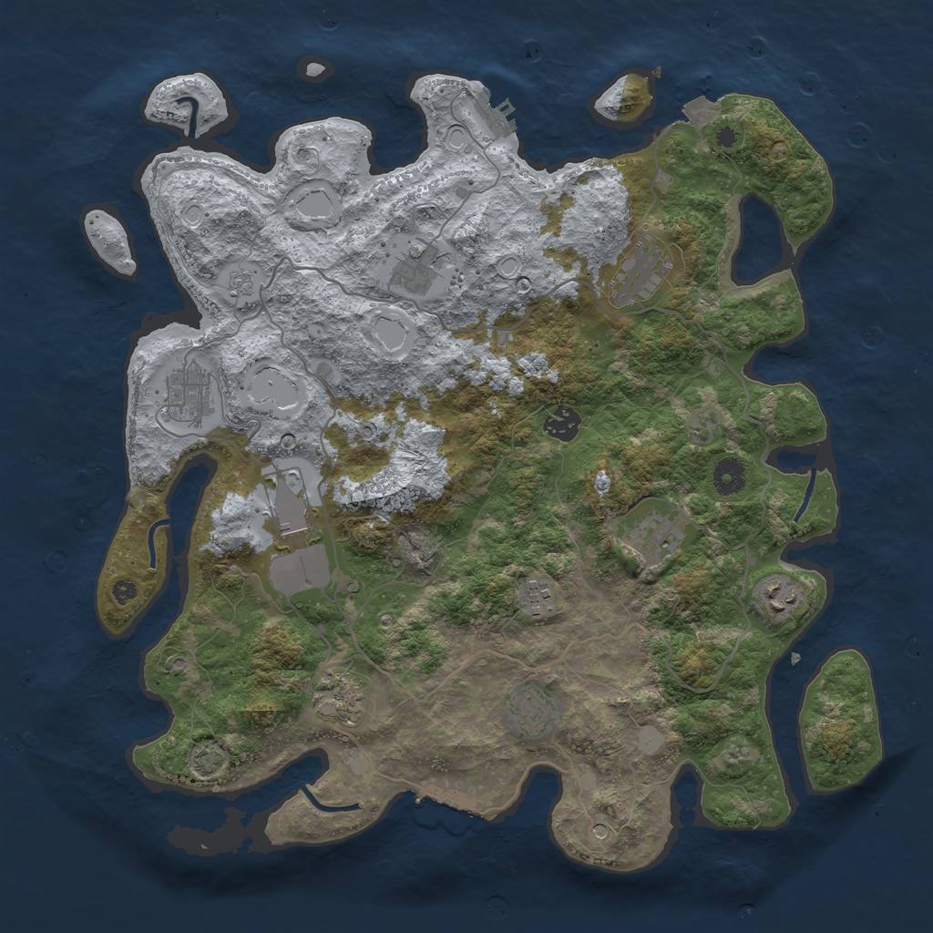Rust Map: Procedural Map, Size: 4000, Seed: 81200, 18 Monuments