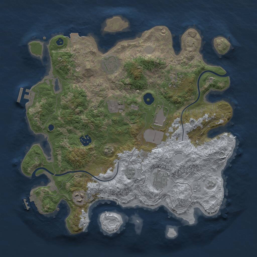 Rust Map: Procedural Map, Size: 3500, Seed: 14740, 14 Monuments