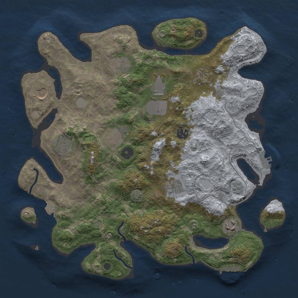 Rust Map: Procedural Map, Size: 3700, Seed: 492685655, 18 Monuments