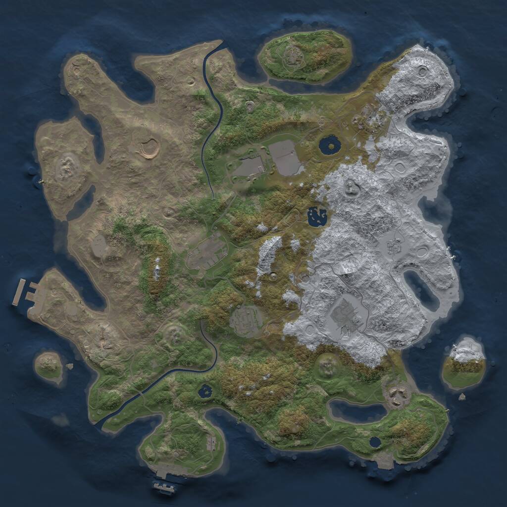 Rust Map: Procedural Map, Size: 3700, Seed: 492685655, 14 Monuments