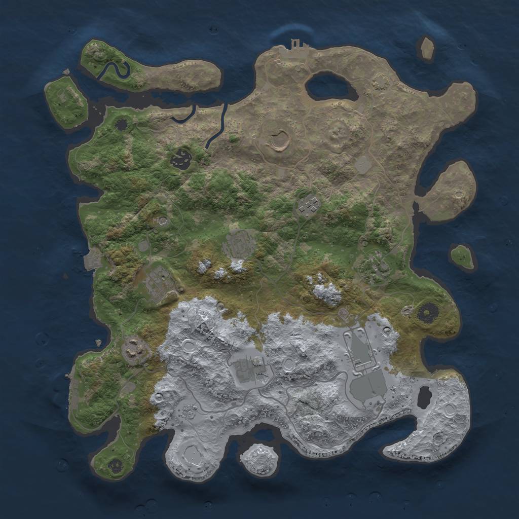 Rust Map: Procedural Map, Size: 3800, Seed: 1171180597, 17 Monuments