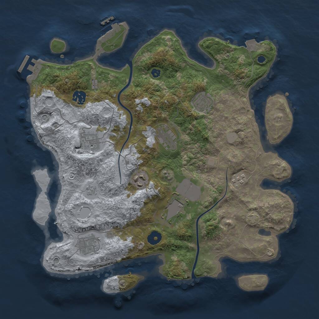 Rust Map: Procedural Map, Size: 3500, Seed: 997515694, 14 Monuments