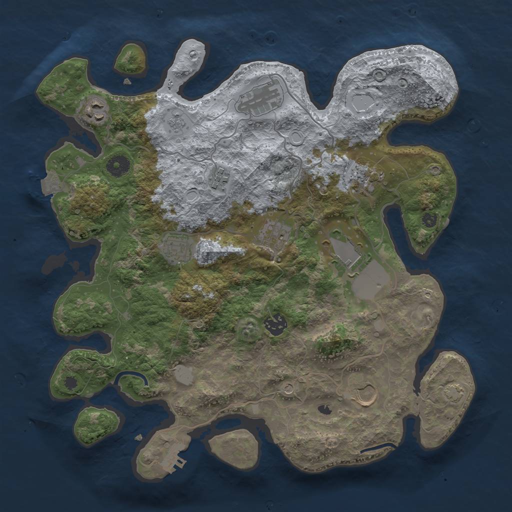 Rust Map: Procedural Map, Size: 3500, Seed: 1410440118, 16 Monuments