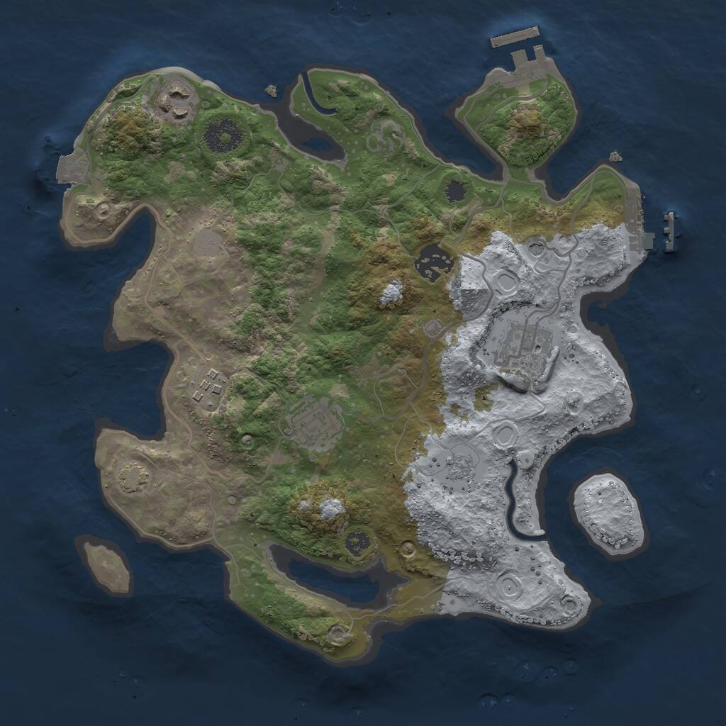 Rust Map: Procedural Map, Size: 3000, Seed: 1278550617, 11 Monuments