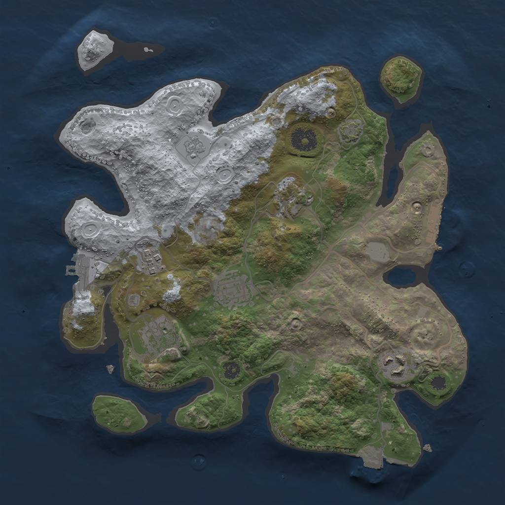 Rust Map: Procedural Map, Size: 3000, Seed: 1706177703, 12 Monuments