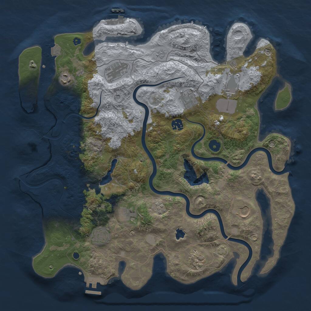Rust Map: Procedural Map, Size: 4000, Seed: 18384, 16 Monuments