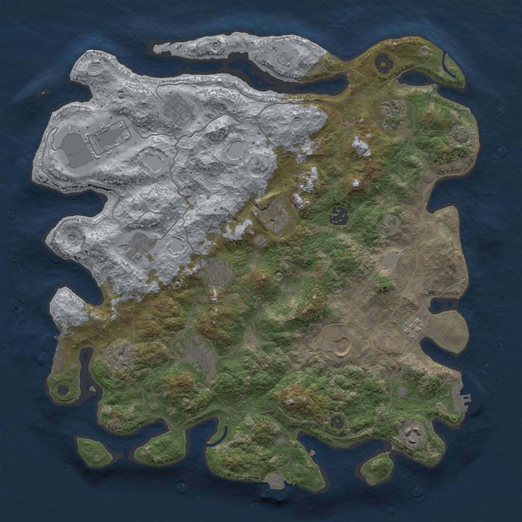 Rust Map: Procedural Map, Size: 4050, Seed: 1706177703, 19 Monuments