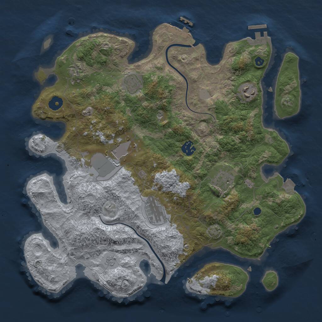 Rust Map: Procedural Map, Size: 3500, Seed: 9381, 13 Monuments