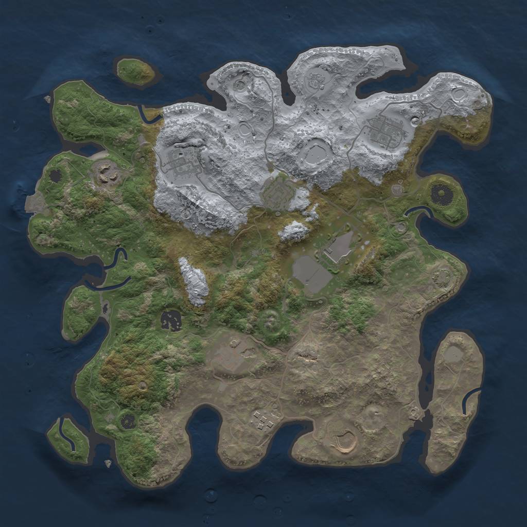 Rust Map: Procedural Map, Size: 3579, Seed: 1, 15 Monuments