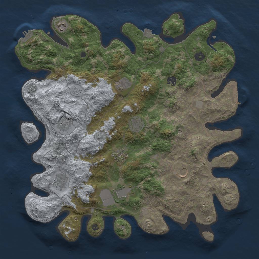 Rust Map: Procedural Map, Size: 4000, Seed: 11828454, 18 Monuments