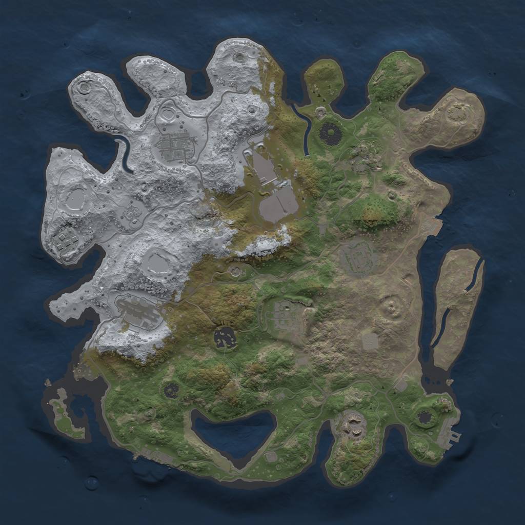 Rust Map: Procedural Map, Size: 3500, Seed: 1560309666, 17 Monuments