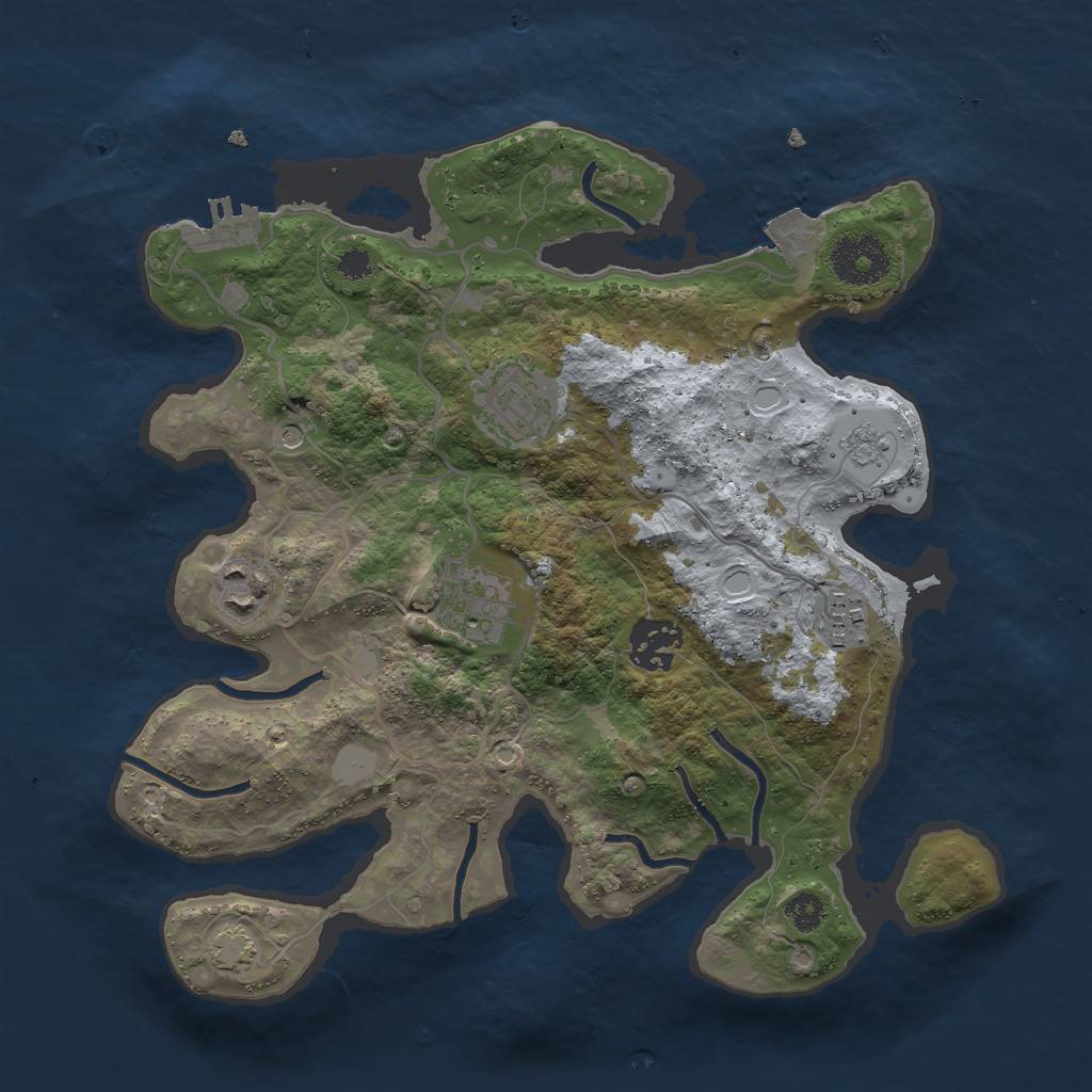 Rust Map: Procedural Map, Size: 3000, Seed: 669093028, 12 Monuments