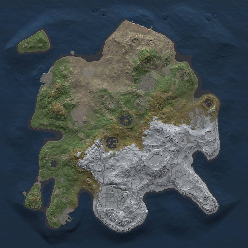 Rust Map: Procedural Map, Size: 3000, Seed: 1280523925, 12 Monuments
