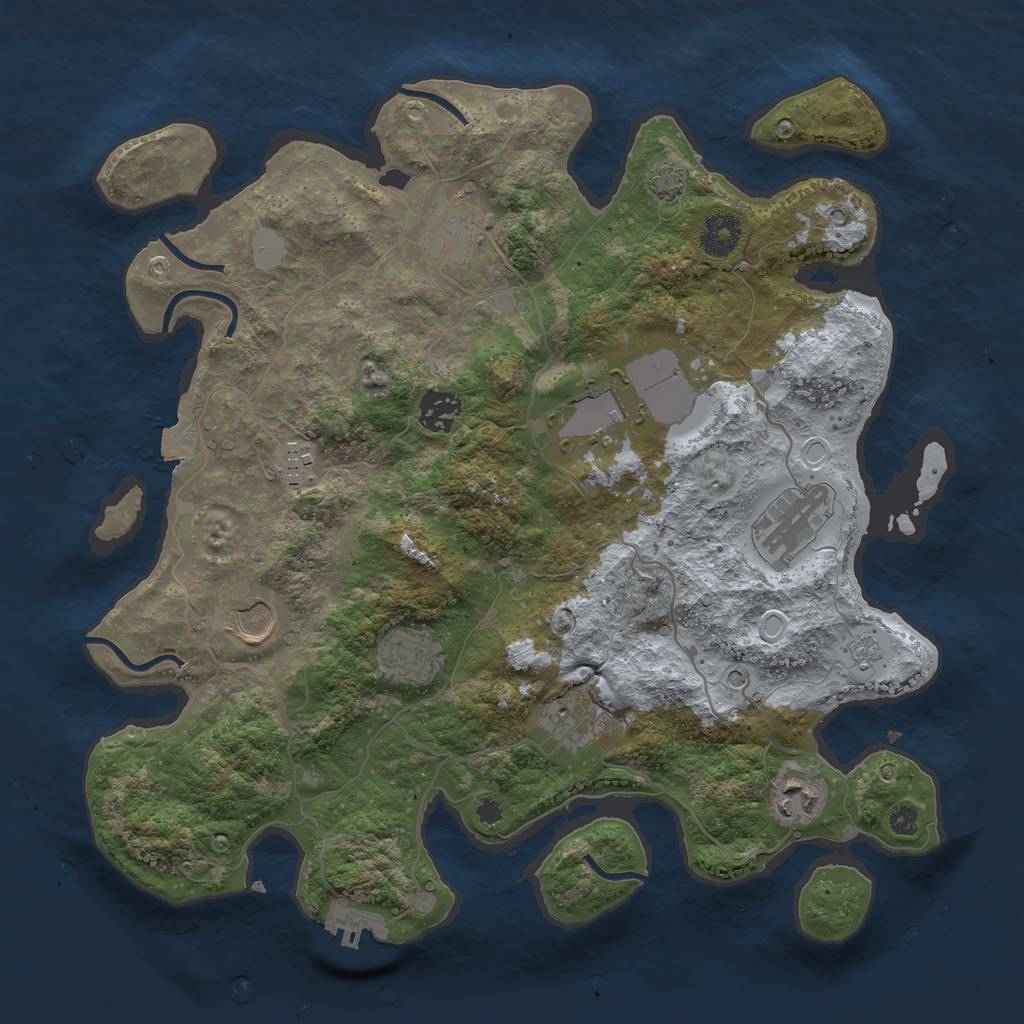 Rust Map: Procedural Map, Size: 3600, Seed: 7120987, 16 Monuments