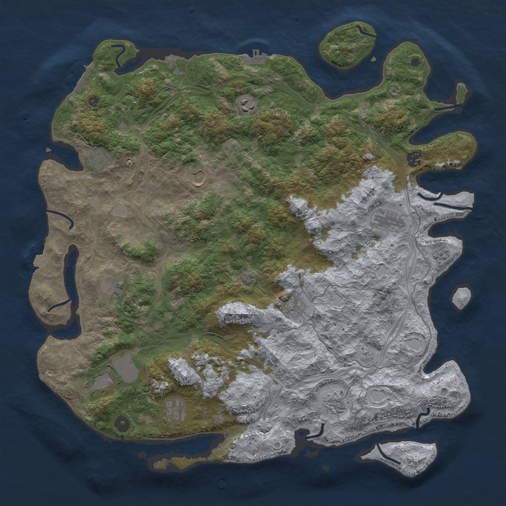 Rust Map: Procedural Map, Size: 4850, Seed: 713149954, 19 Monuments