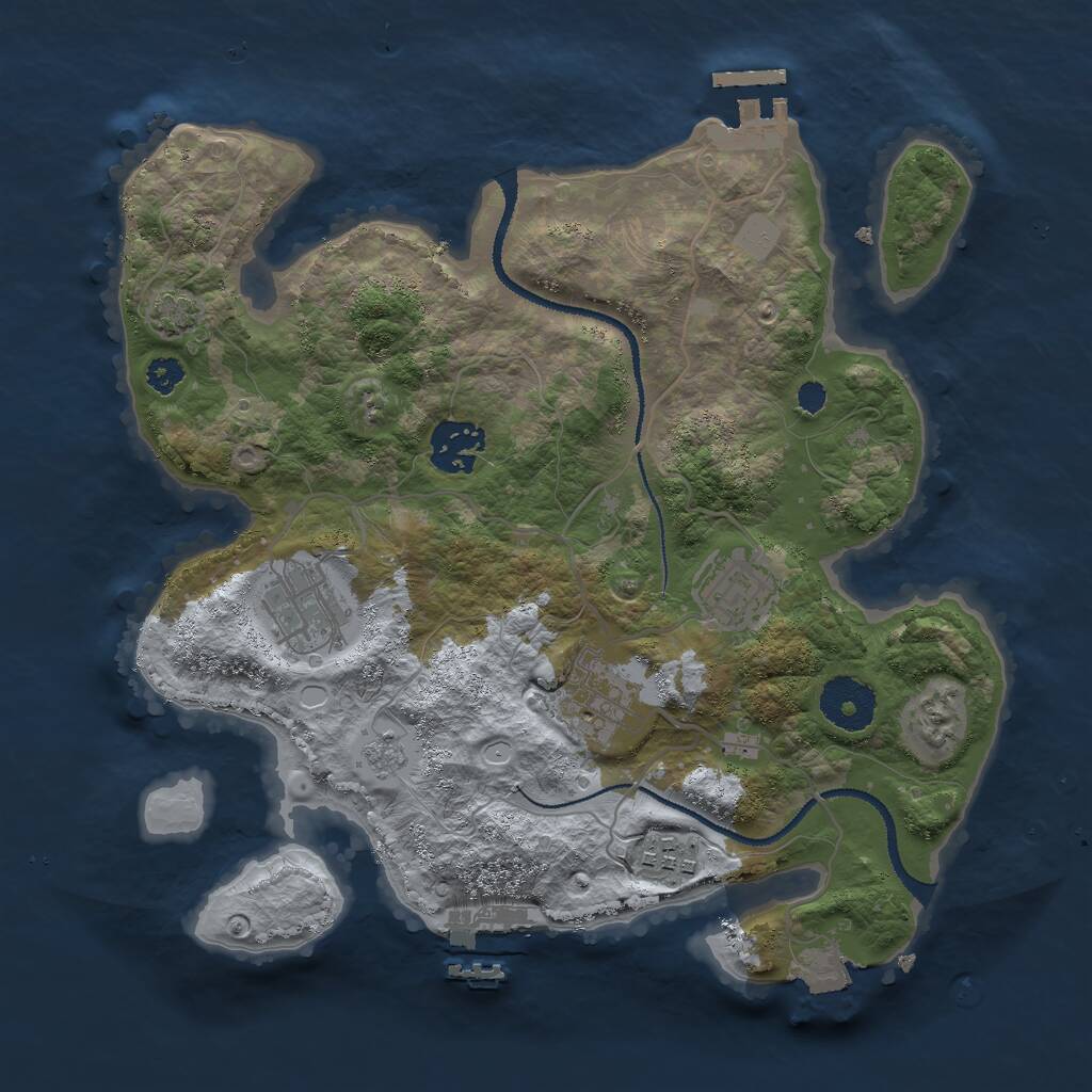 Rust Map: Procedural Map, Size: 3000, Seed: 70837680, 10 Monuments