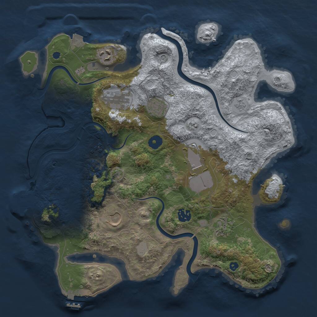 Rust Map: Procedural Map, Size: 3500, Seed: 973036652, 14 Monuments