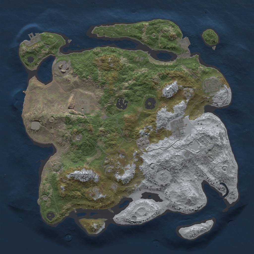 Rust Map: Procedural Map, Size: 3250, Seed: 1054392799, 15 Monuments