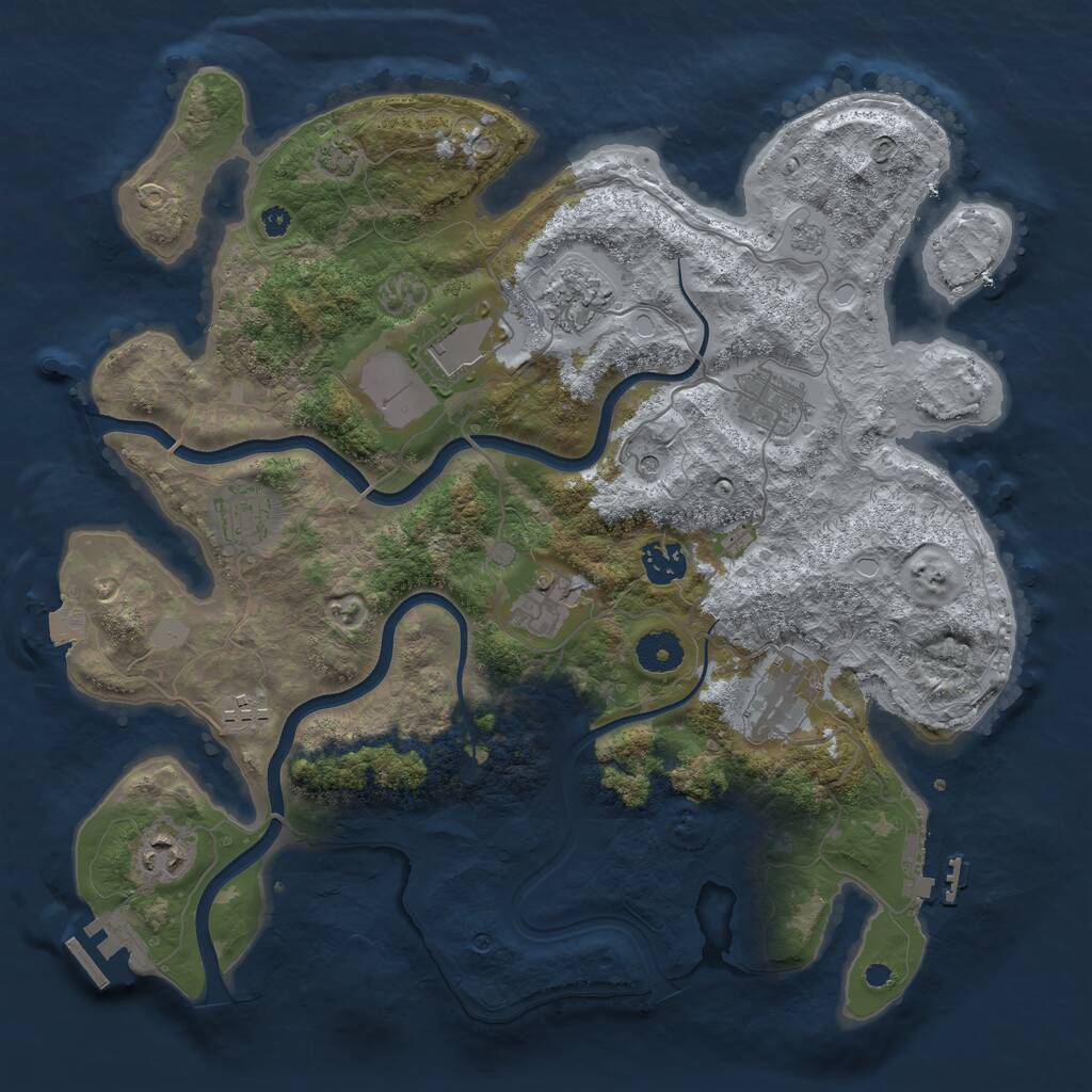 Rust Map: Procedural Map, Size: 3700, Seed: 379567544, 15 Monuments