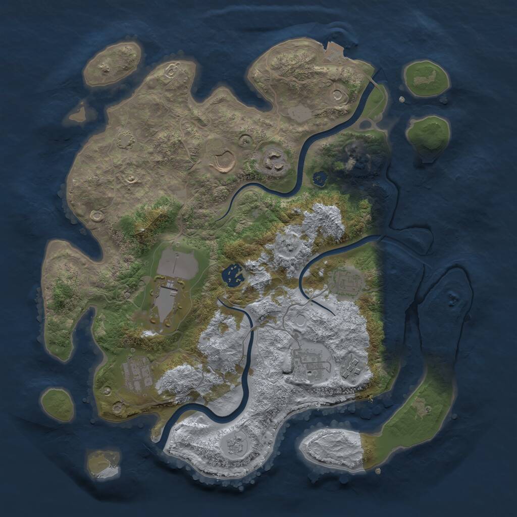 Rust Map: Procedural Map, Size: 3500, Seed: 970468792, 12 Monuments