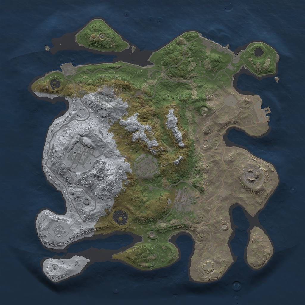 Rust Map: Procedural Map, Size: 3000, Seed: 1283353797, 12 Monuments