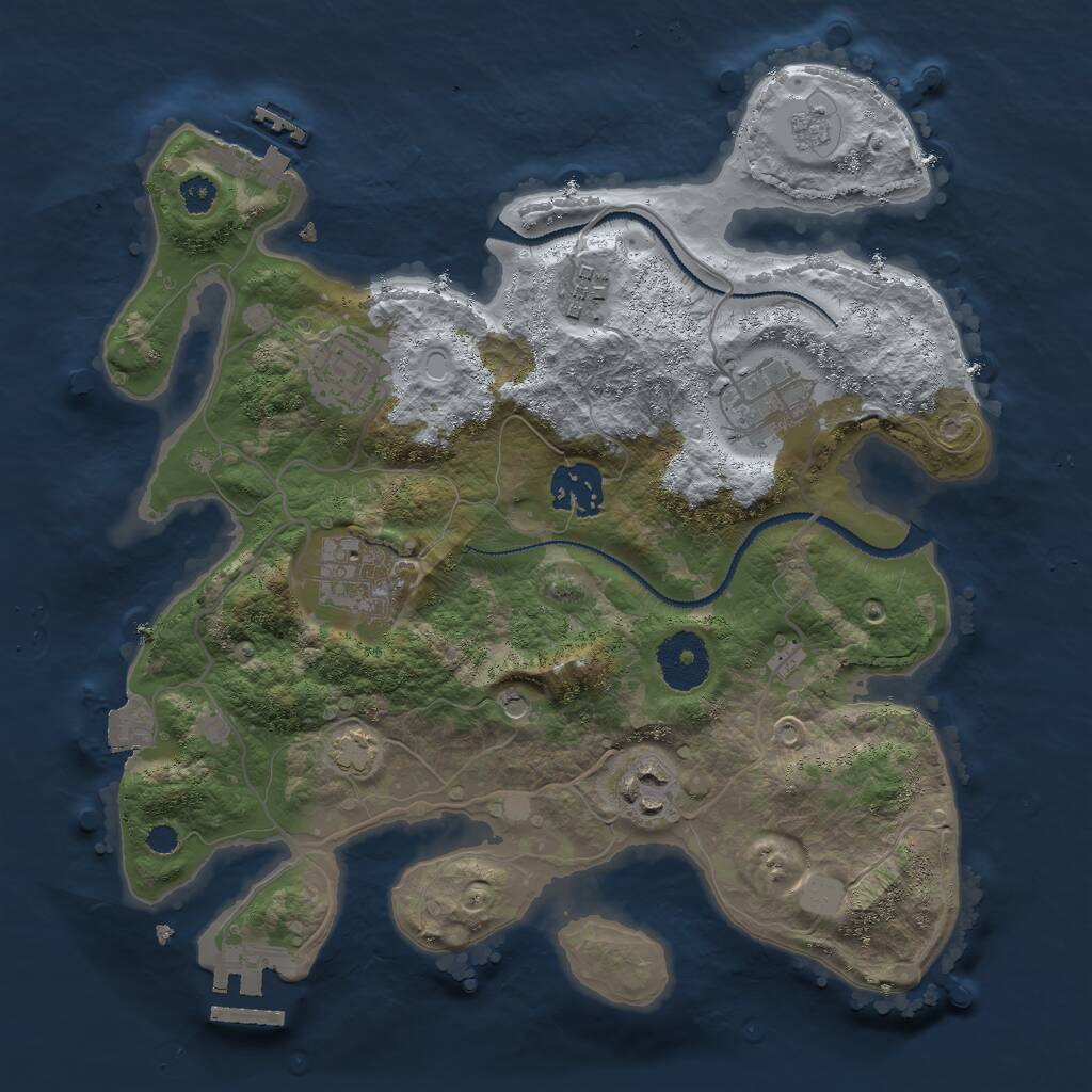 Rust Map: Procedural Map, Size: 3000, Seed: 757450055, 12 Monuments