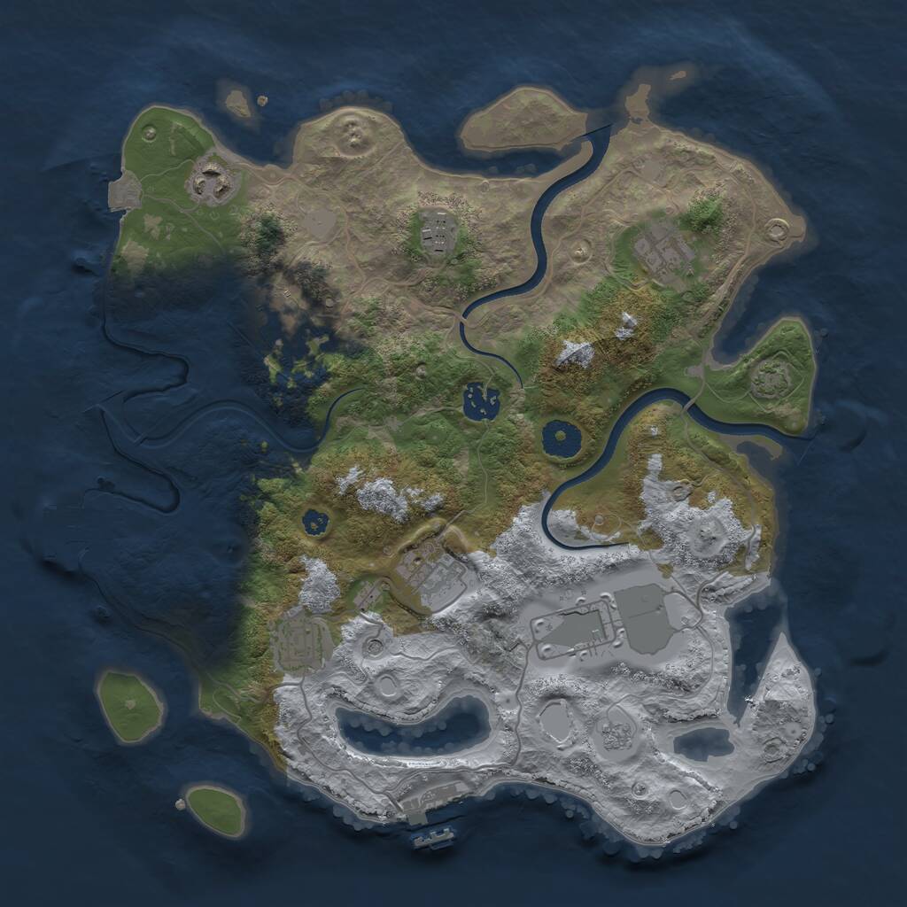 Rust Map: Procedural Map, Size: 3500, Seed: 456778, 14 Monuments