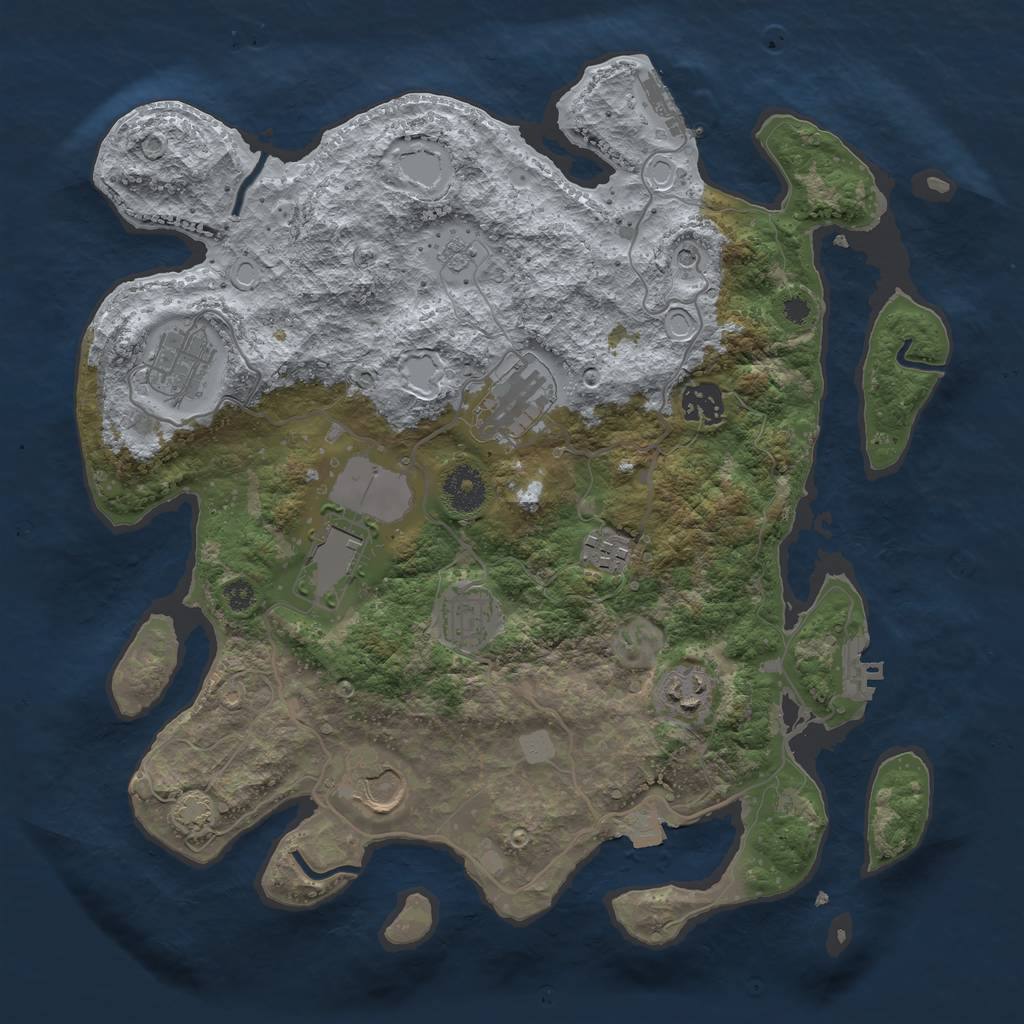 Rust Map: Procedural Map, Size: 3500, Seed: 17762077, 16 Monuments