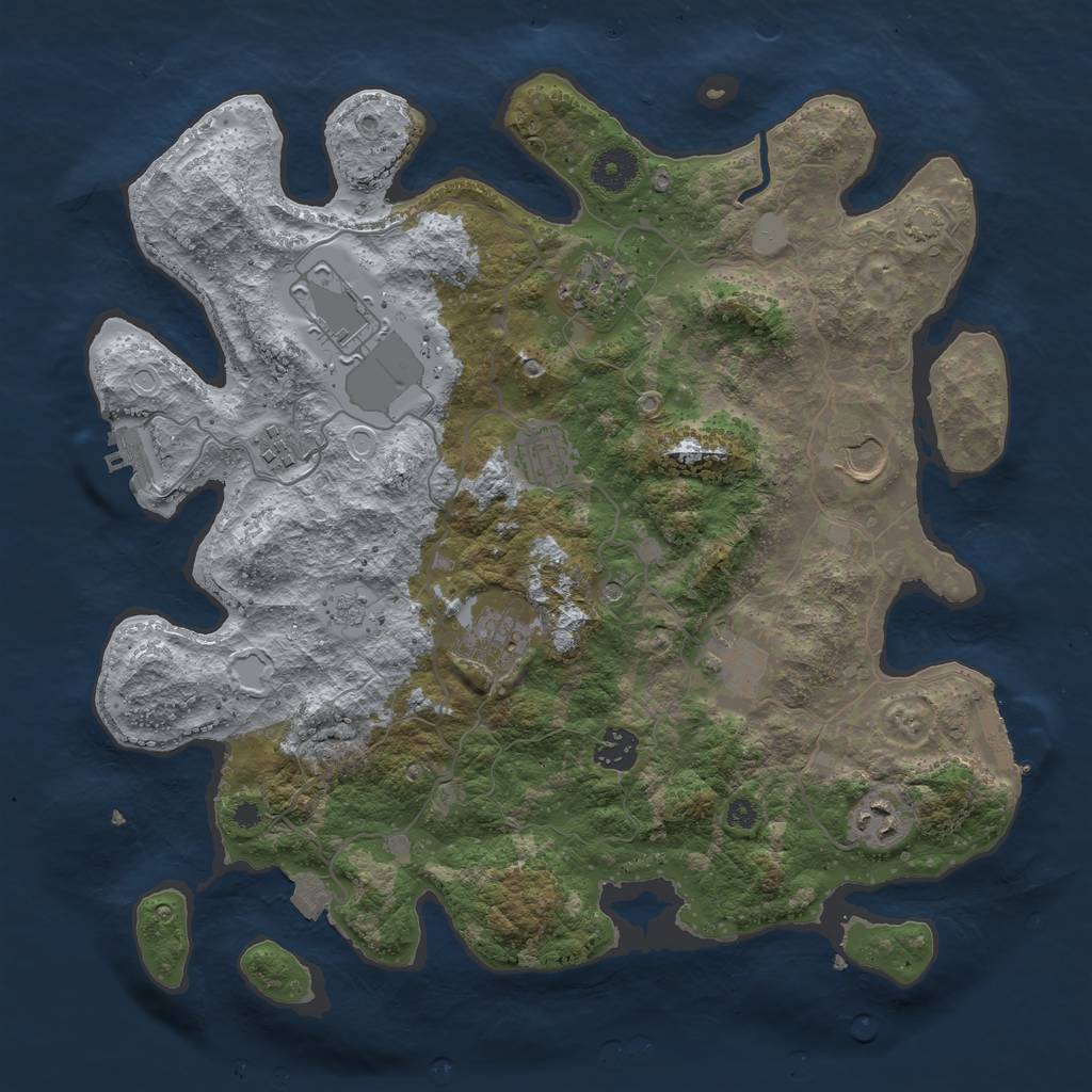 Rust Map: Procedural Map, Size: 3700, Seed: 1877924178, 17 Monuments