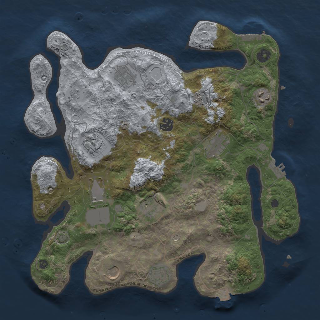 Rust Map: Procedural Map, Size: 3500, Seed: 1151071204, 18 Monuments