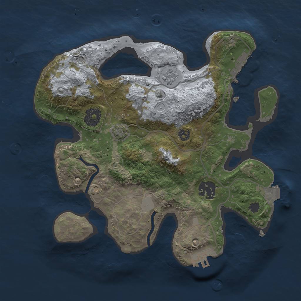 Rust Map: Procedural Map, Size: 2500, Seed: 995929993, 8 Monuments