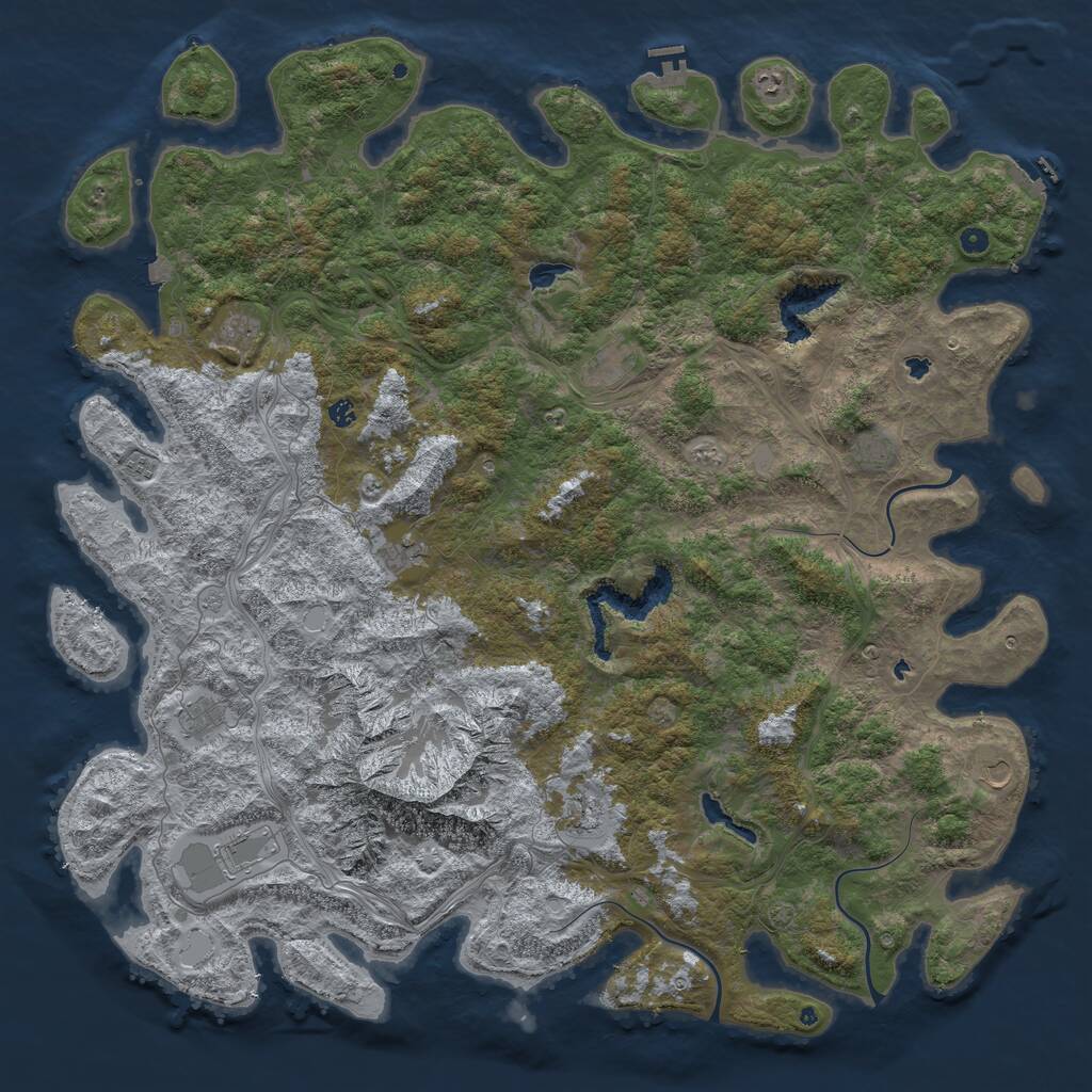 Rust Map: Procedural Map, Size: 6000, Seed: 727261890, 17 Monuments