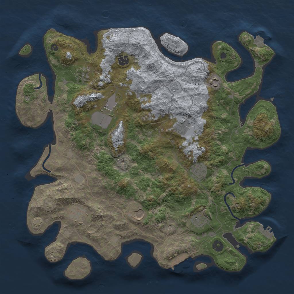 Rust Map: Procedural Map, Size: 4000, Seed: 747268938, 17 Monuments