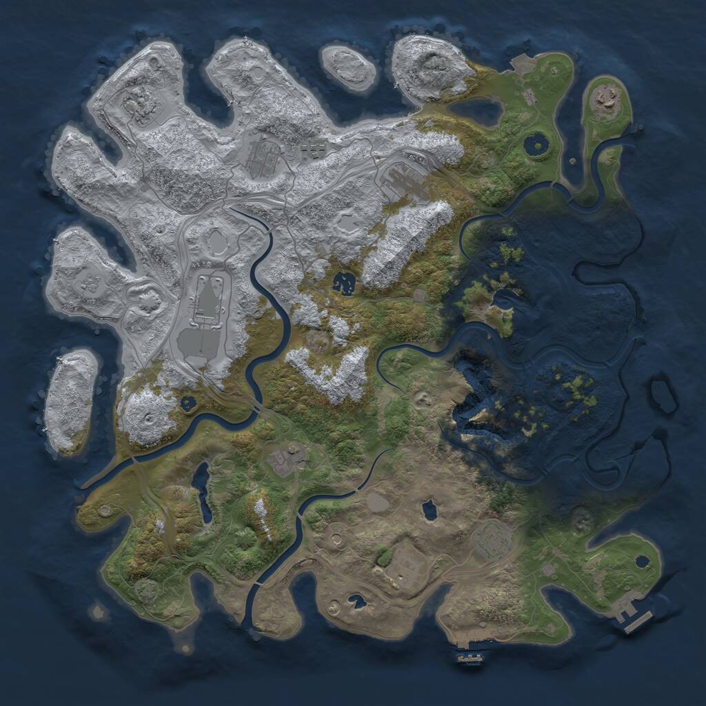 Rust Map: Procedural Map, Size: 4500, Seed: 802467239, 16 Monuments