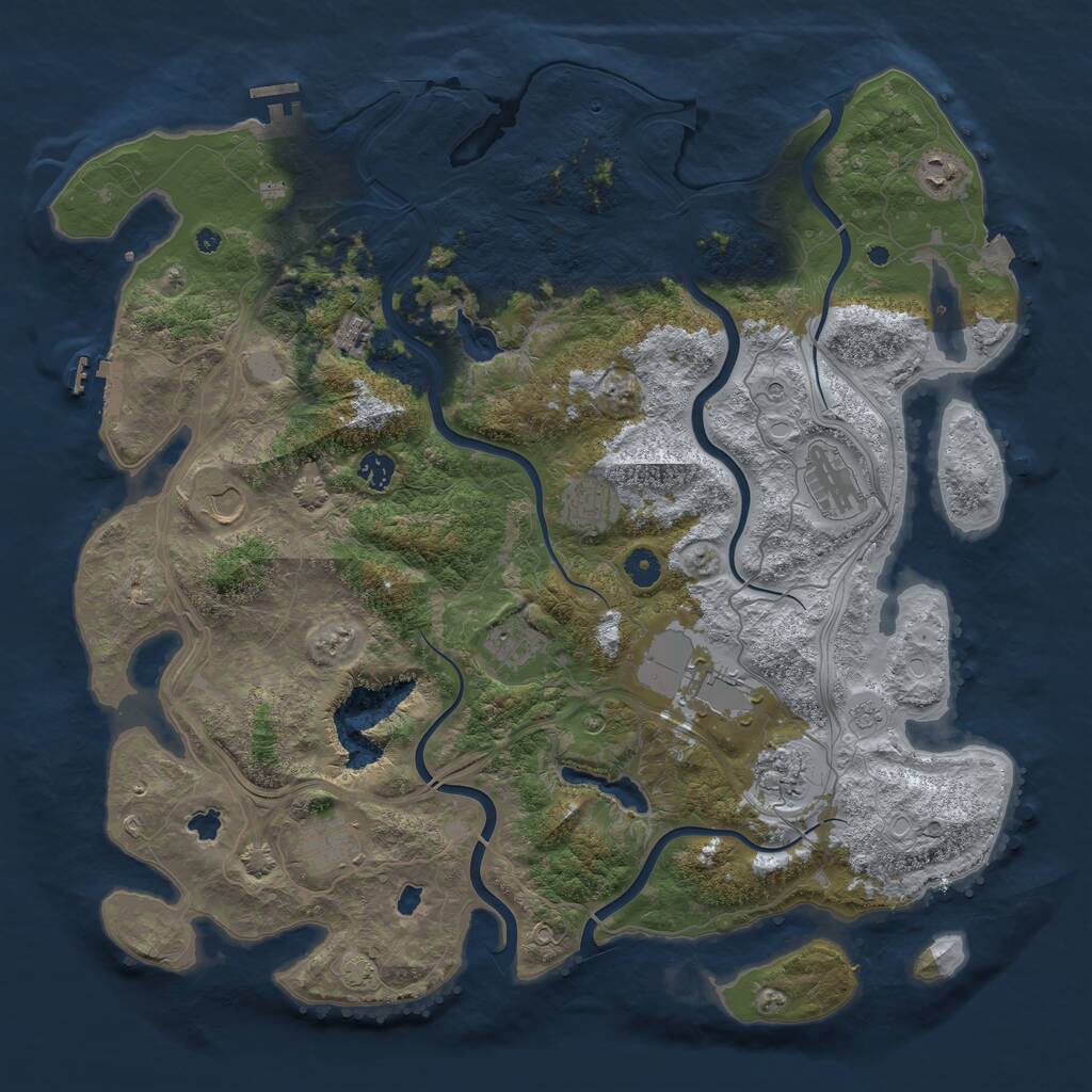 Rust Map: Procedural Map, Size: 4500, Seed: 1971705045, 16 Monuments