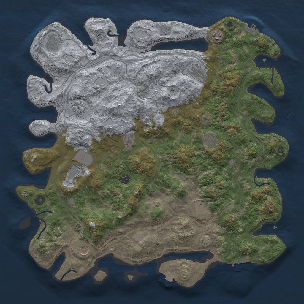 Rust Map: Procedural Map, Size: 4500, Seed: 1687117171, 19 Monuments