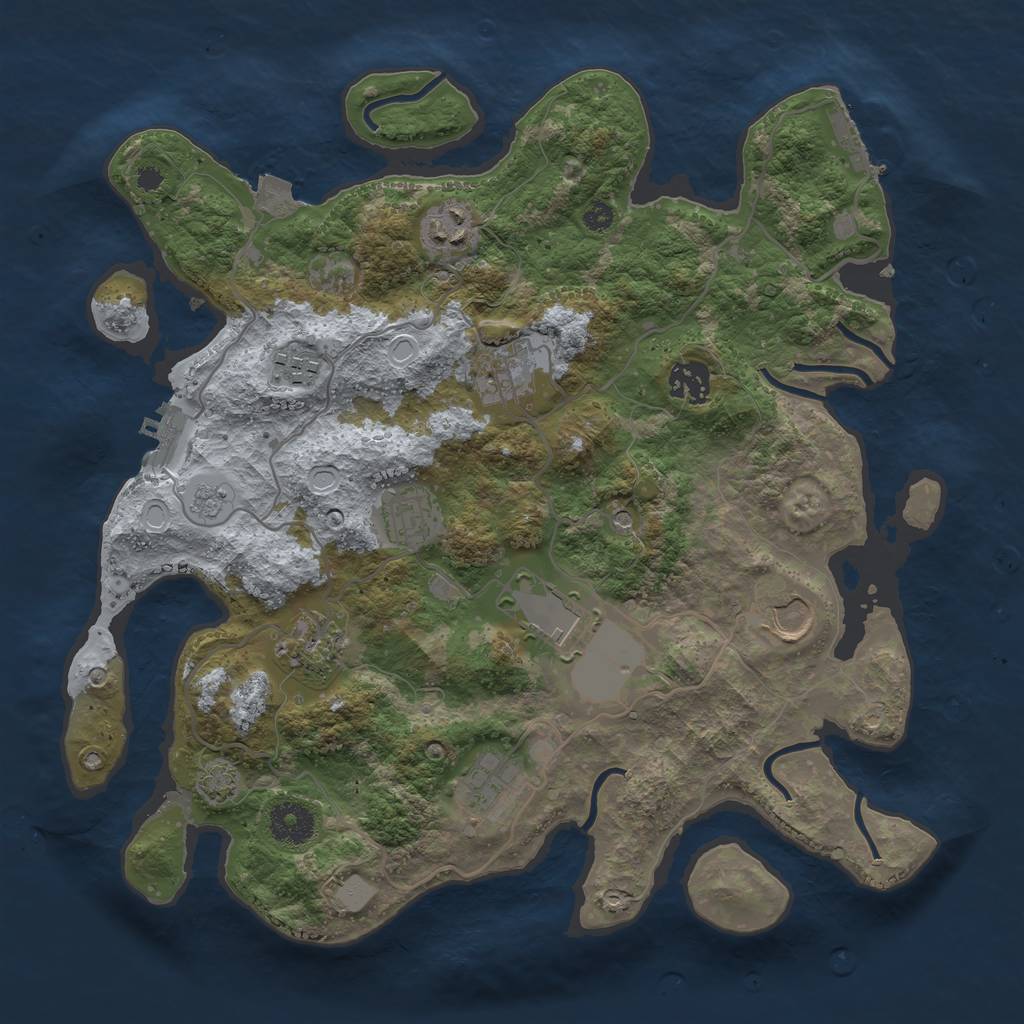 Rust Map: Procedural Map, Size: 3500, Seed: 42319650, 17 Monuments