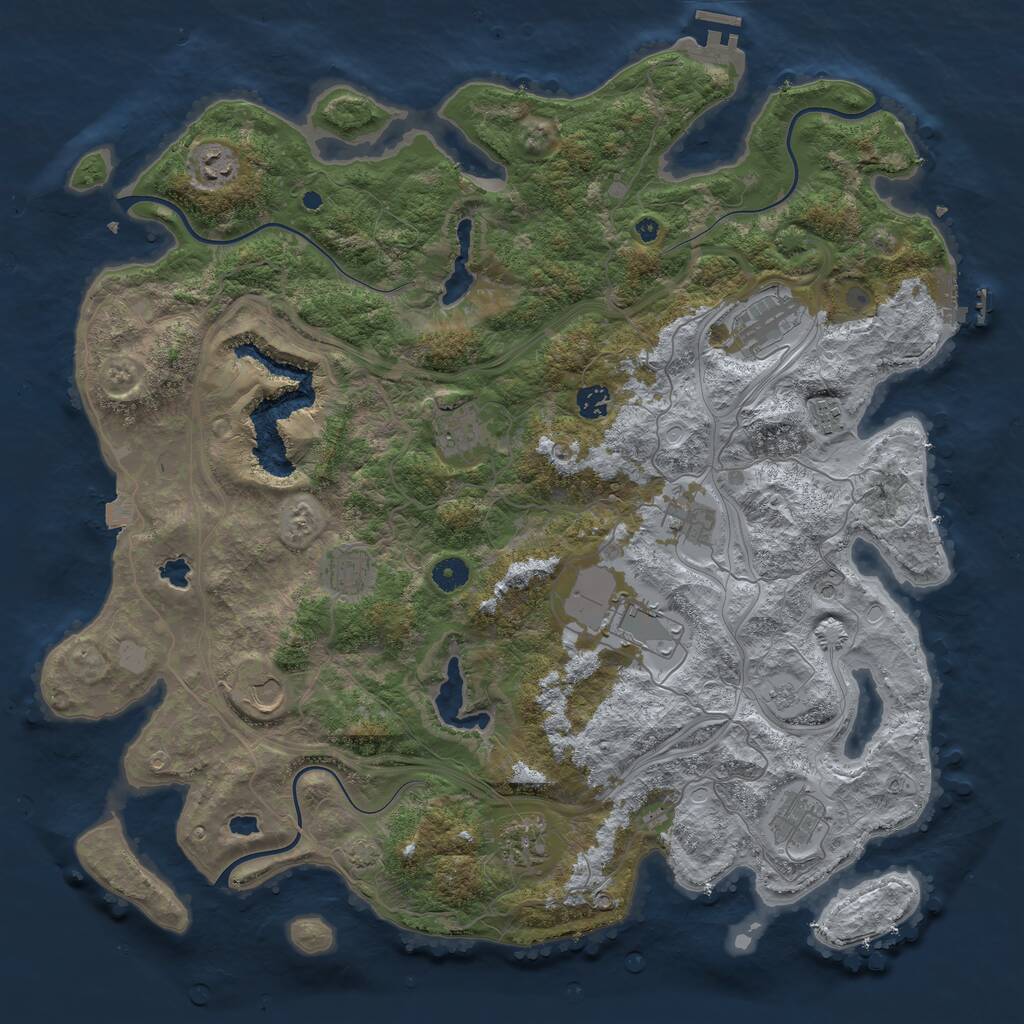 Rust Map: Procedural Map, Size: 4500, Seed: 1246209737, 17 Monuments