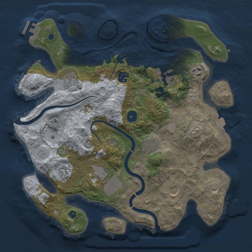 Rust Map: Procedural Map, Size: 3500, Seed: 1859539243, 14 Monuments