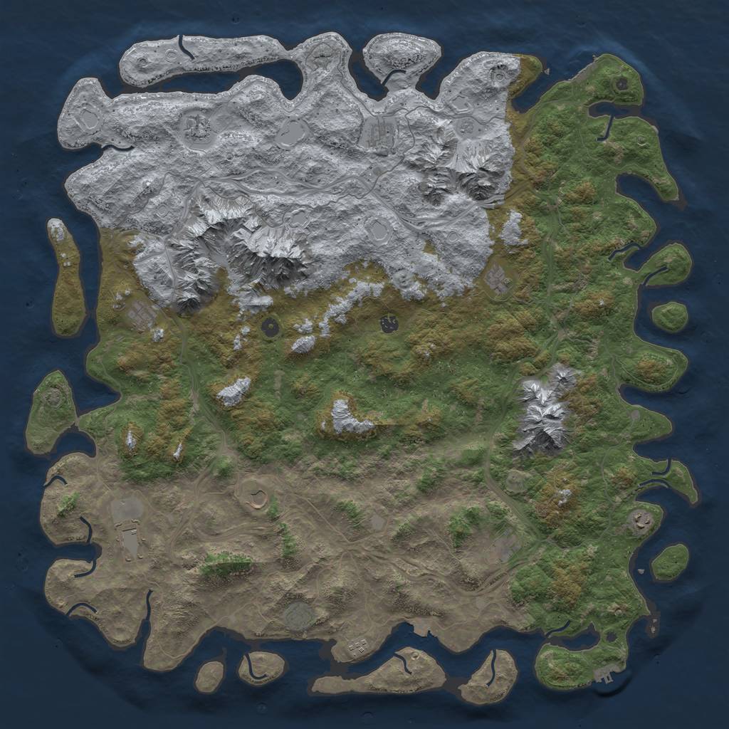 Rust Map: Procedural Map, Size: 6000, Seed: 672244156, 19 Monuments