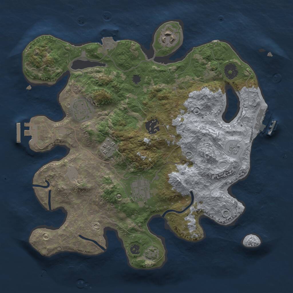 Rust Map: Procedural Map, Size: 3000, Seed: 1414151555, 11 Monuments