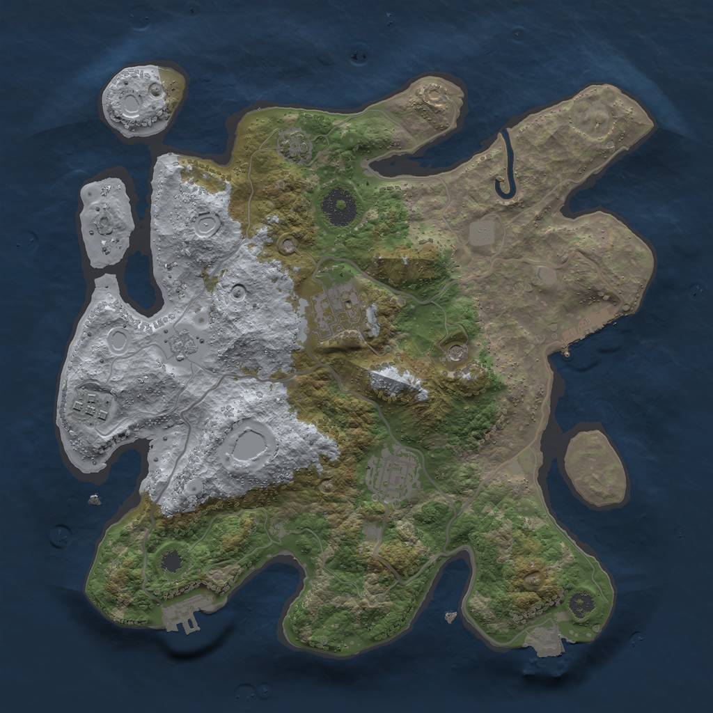Rust Map: Procedural Map, Size: 3000, Seed: 128537, 11 Monuments
