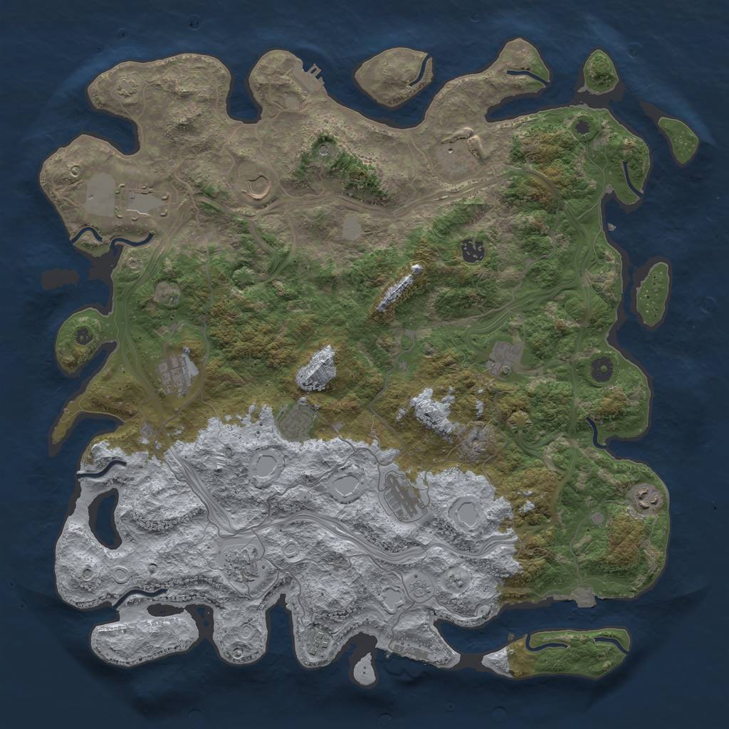 Rust Map: Procedural Map, Size: 4550, Seed: 1125131757, 19 Monuments