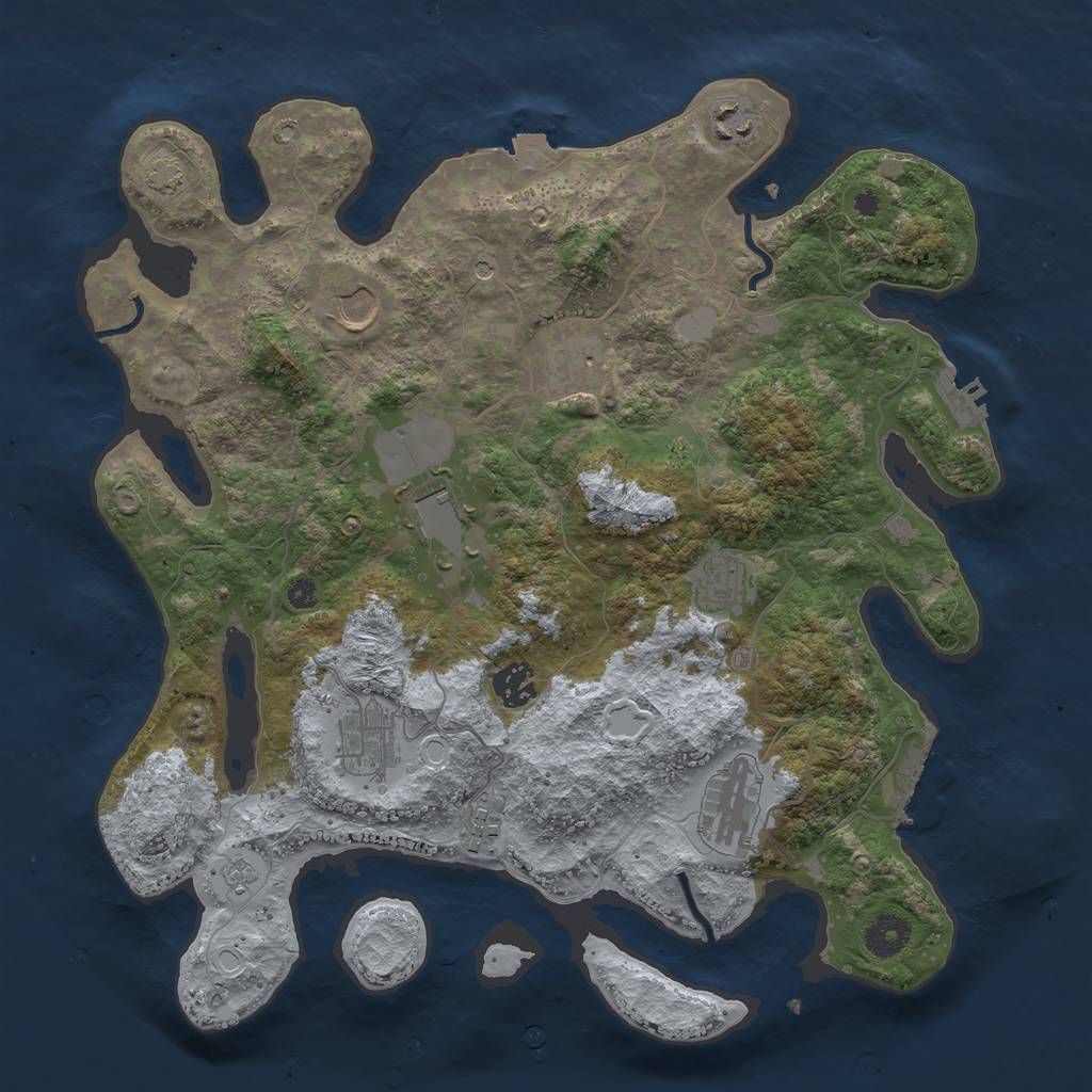 Rust Map: Procedural Map, Size: 3700, Seed: 41390062, 17 Monuments