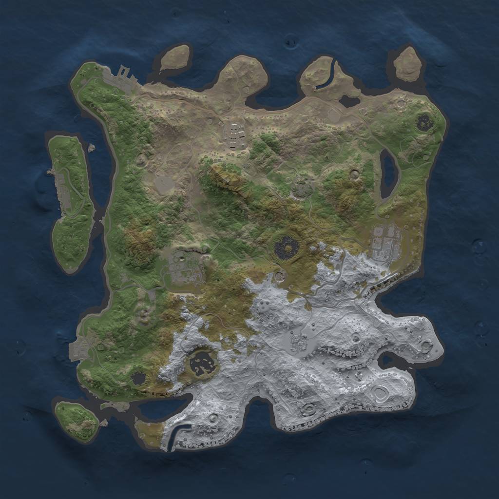 Rust Map: Procedural Map, Size: 3100, Seed: 1468416526, 12 Monuments