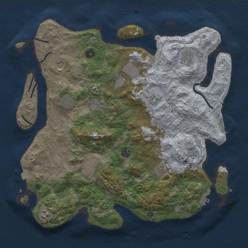 Rust Map: Procedural Map, Size: 4000, Seed: 23001, 19 Monuments