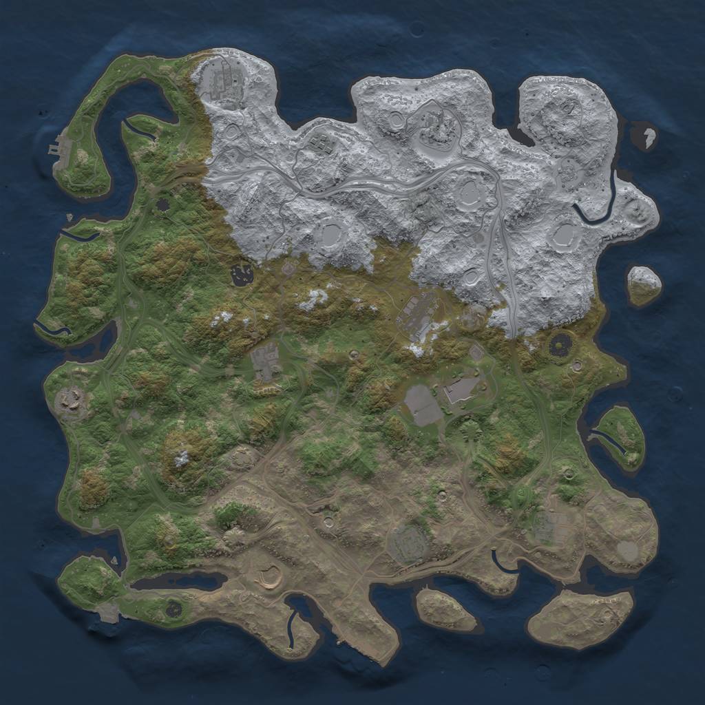 Rust Map: Procedural Map, Size: 4500, Seed: 121149005, 19 Monuments